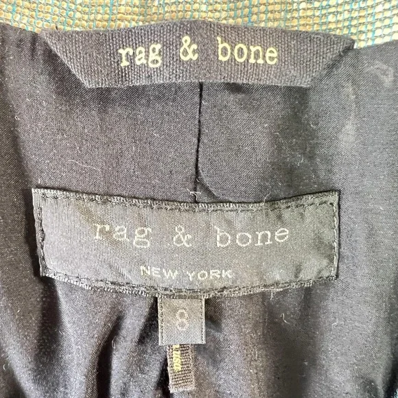 Rag & Bone Patchwork Blazer Womens 8 Multicolor Tweed Lined Tailored Notch Lapel - Picture 9 of 10